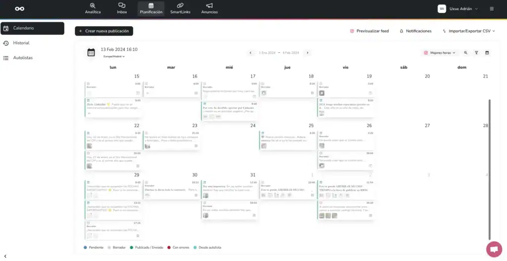 Herramienta de Gestión de Redes Sociales - Metricool